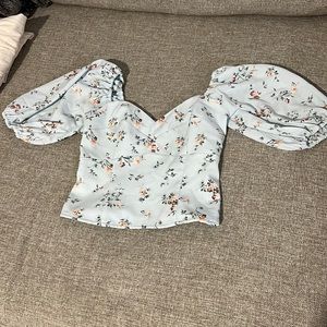 Corset puff sleeve top - Light blue